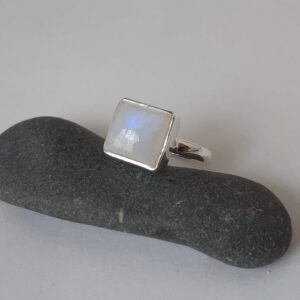 Moonstone ring, size 6 (US/Canadian size) , 92.5 sterling silver, rainbow moonstone, pictured ring is unique and will be the one shipped
