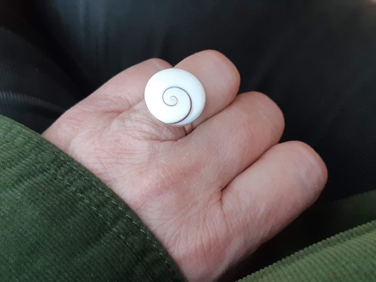 Shiva eye ring set in 92.5 sterling silver, adjustable sizes, 7 to 10 .