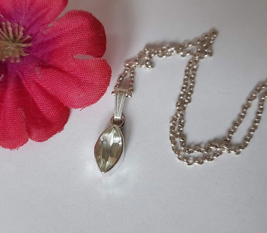 Green amethyst pendant set in 92.5 sterling silver