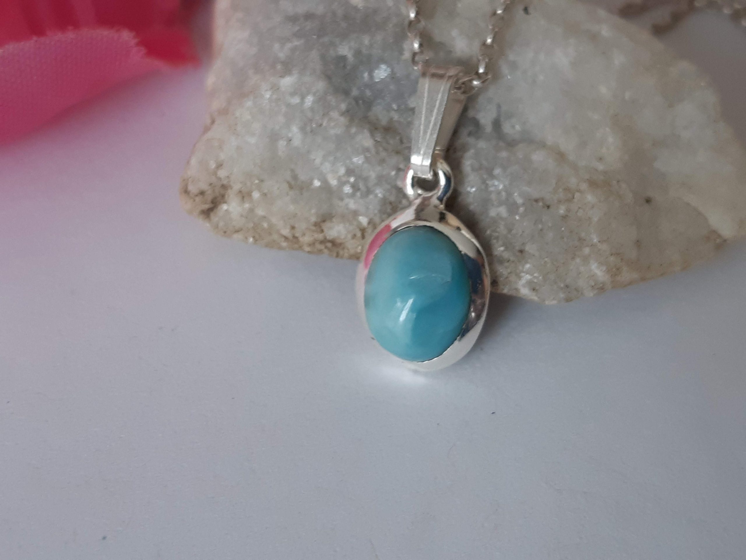 Genuine larimar pendant set in 92.5 sterling silver