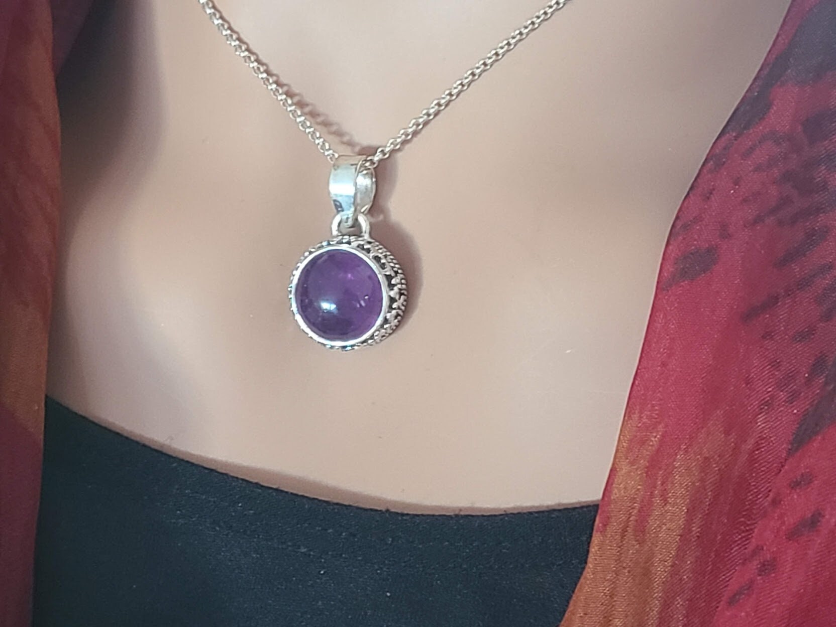 Amethyst purple pendant set in 92.5 sterling silver
