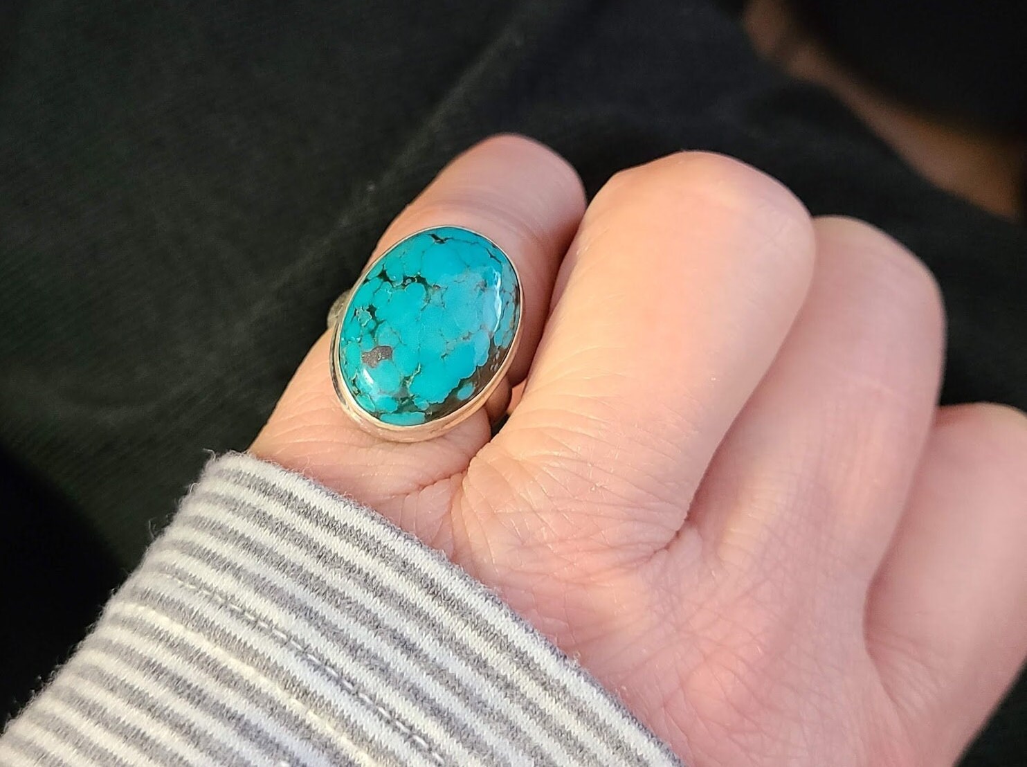 Turquoise ring, size 6, spider turquoise, unique handmade ring, set in 92.5 sterling silver