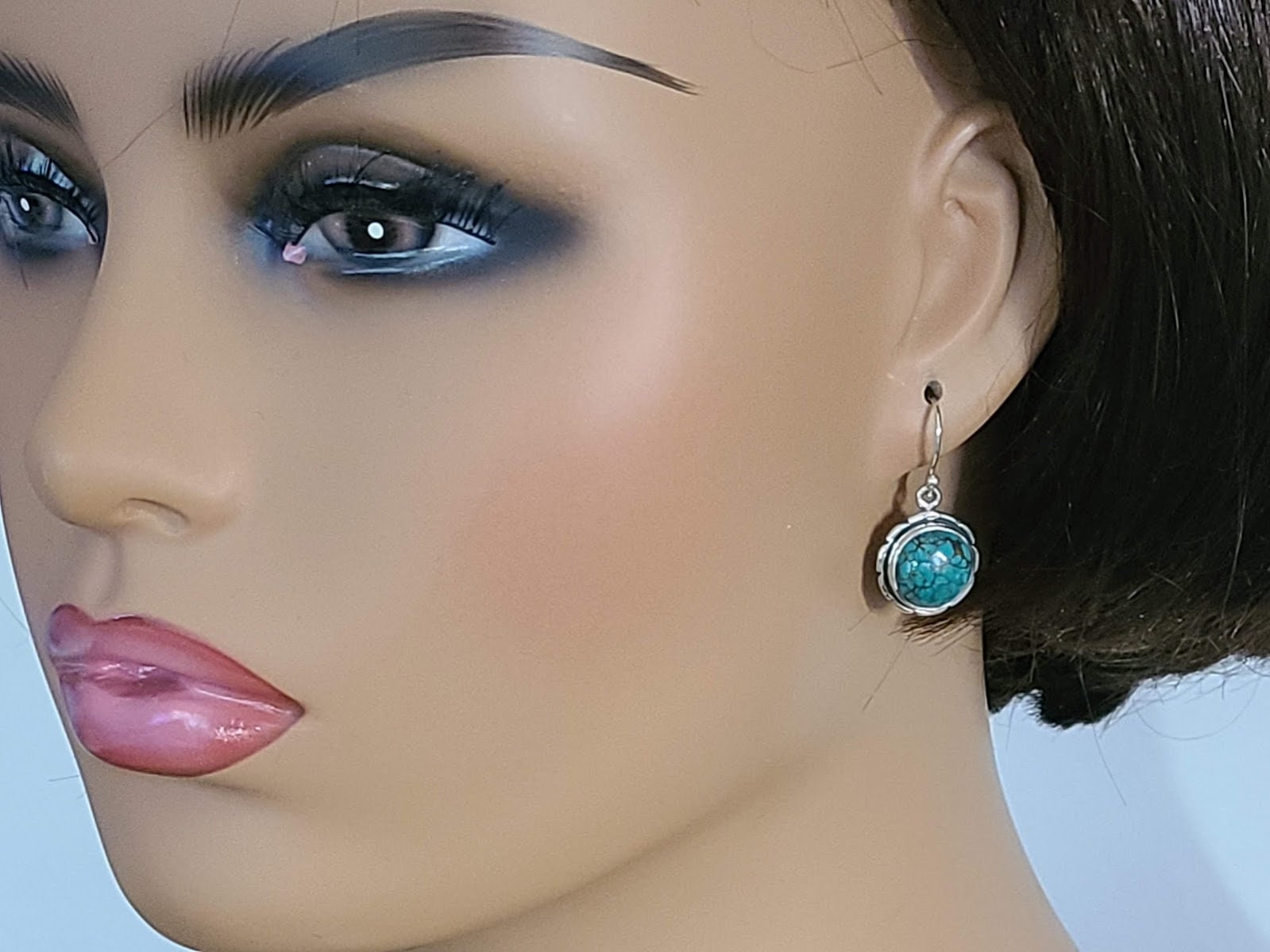 Blue Turquoise earrings set in 92.5 sterling silver