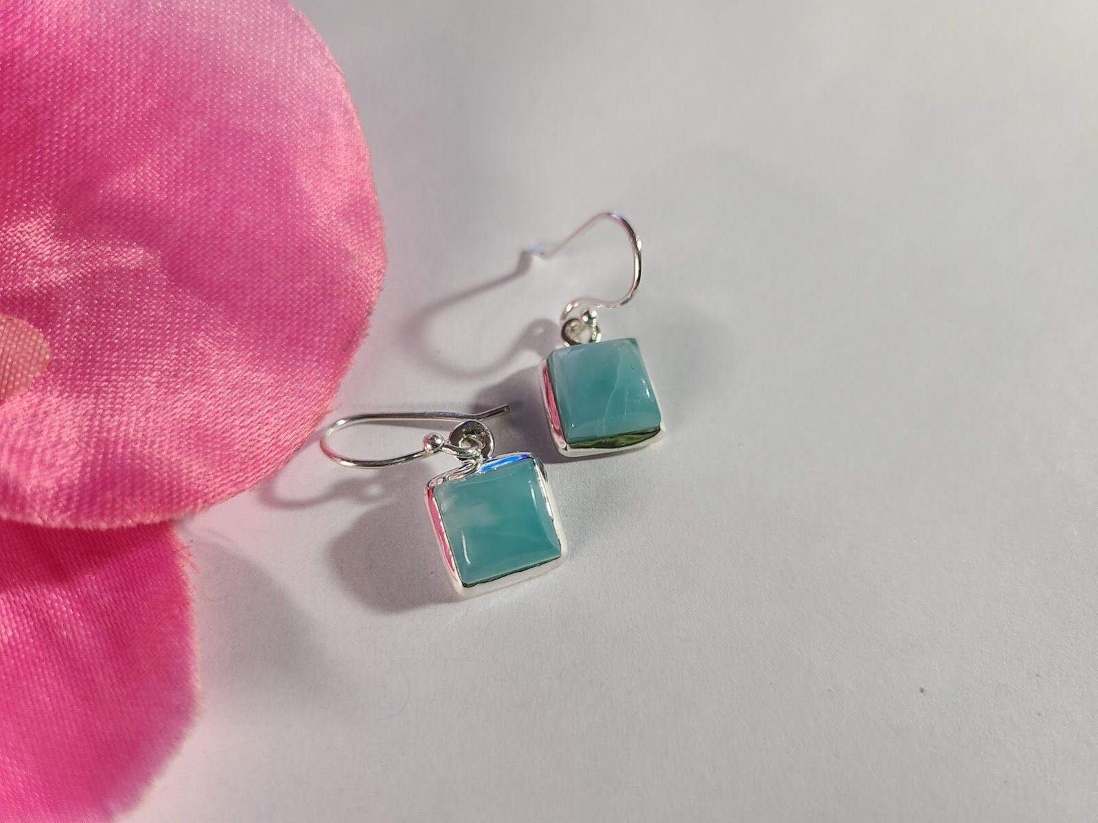 Genuine Larimar earrings set in 92.5 sterling silver