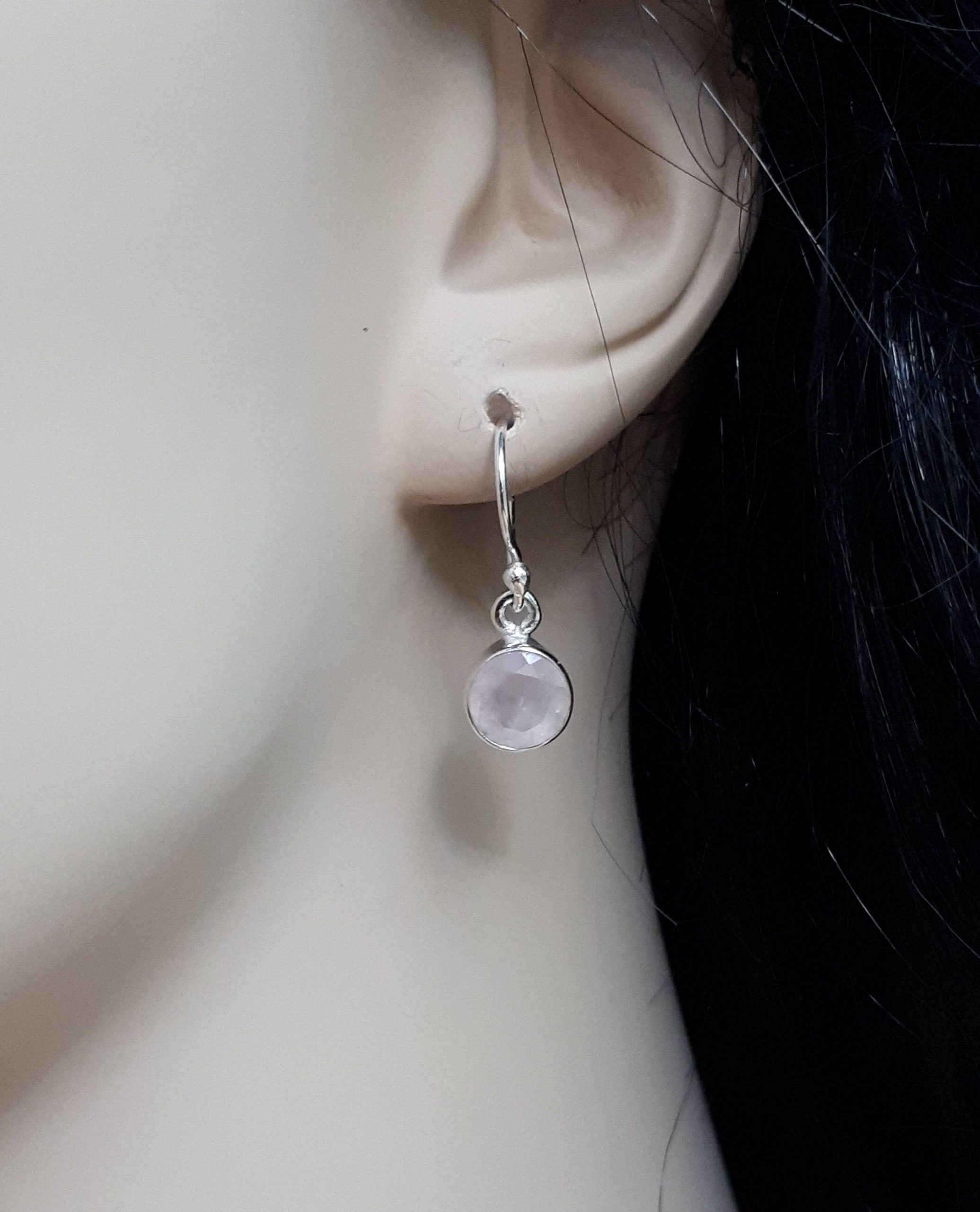 Faceted rose quartz earrings set in 92.5 sterling silver