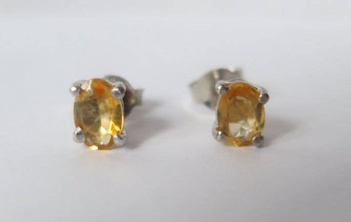 Citrine Stud Earrings Set in 92.5 Sterling Silver: Sparkling Gemstone Jewelry for Any Occasion