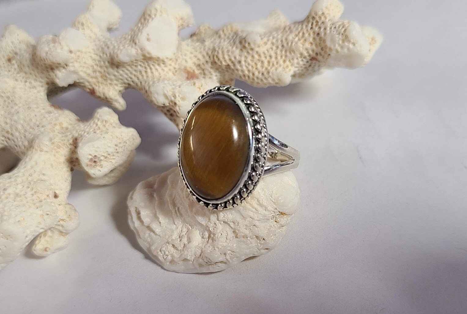 Handmade Unique Tiger Eye Ring | Size 7 | 92.5 Sterling Silver Setting