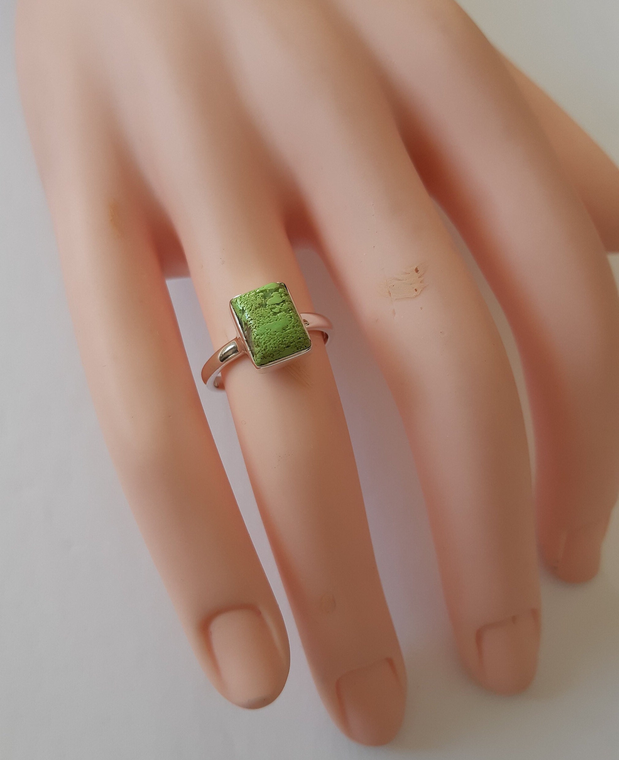 Gaspeite ring, size 6.5 (US/Canadian size), 92.5 sterling silver, handmade ring