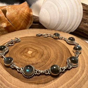 High-Quality Labradorite Bracelet Set in 92.5 Sterling Silver – Elegant Handmade Jewelry Accessory