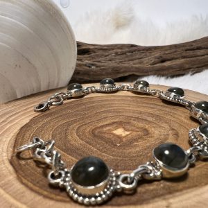 High-Quality Labradorite Bracelet Set in 92.5 Sterling Silver – Elegant Handmade Jewelry Accessory